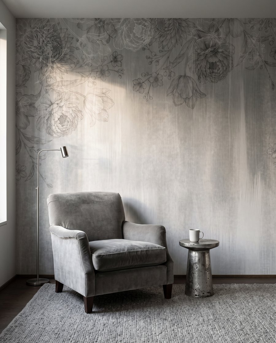 Fiori su pennellate sbiadite — ambiente 2