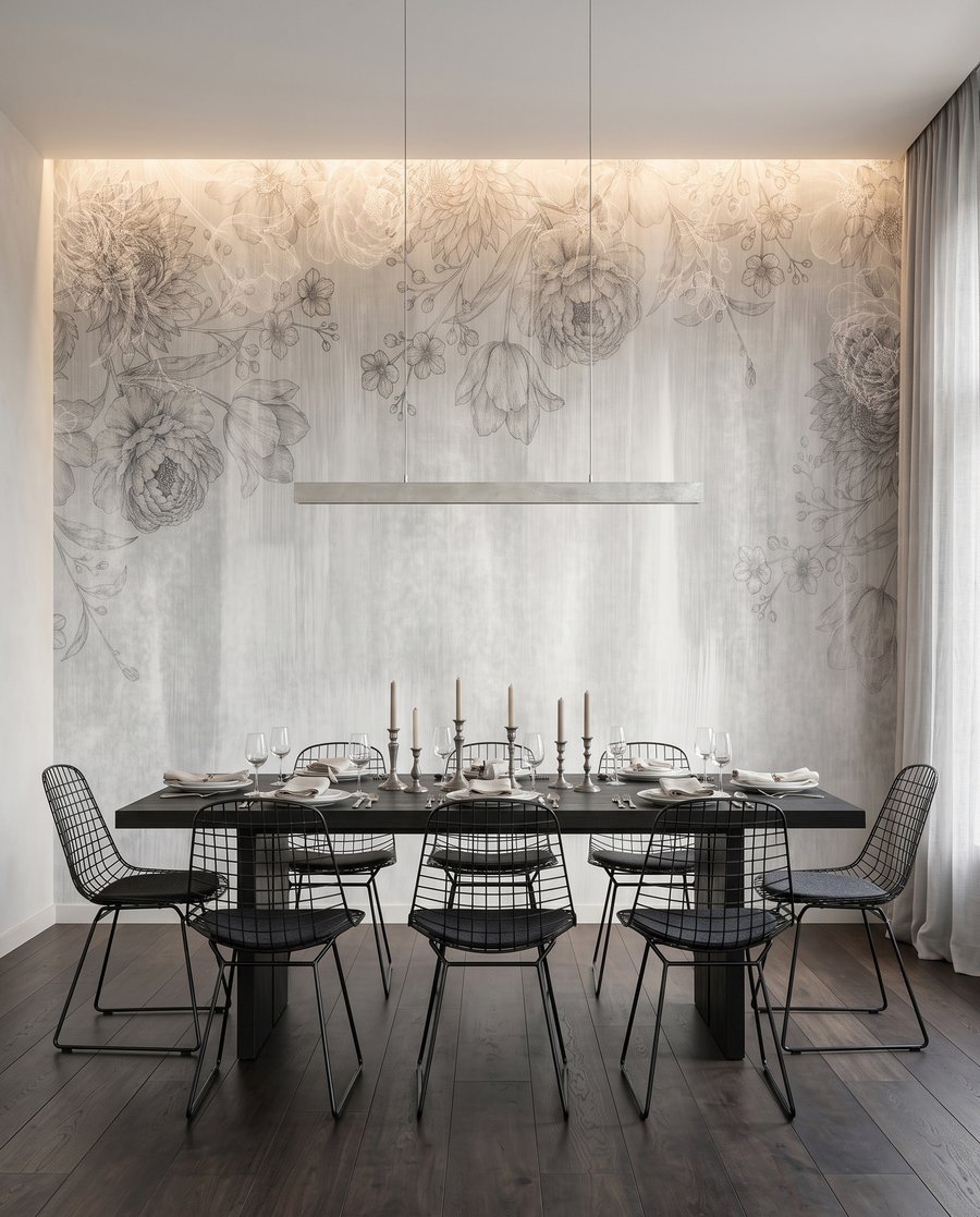 Fiori su pennellate sbiadite — ambiente 5