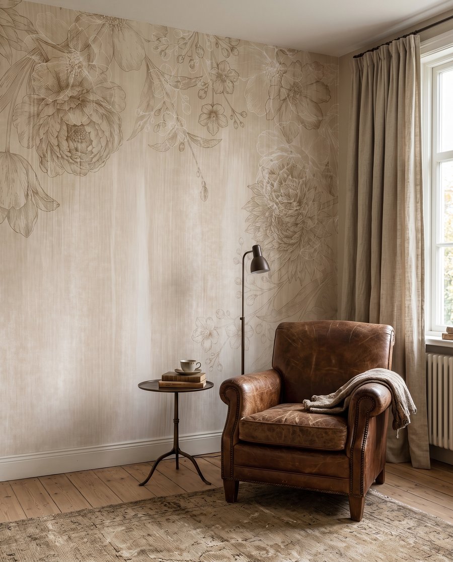 Fiori su pennellate sbiadite — ambiente 1