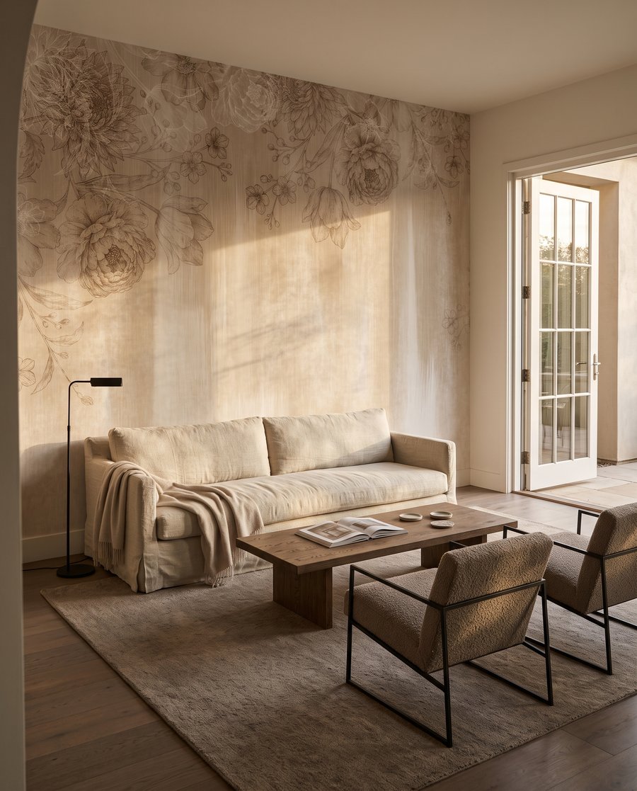 Fiori su pennellate sbiadite — ambiente 3