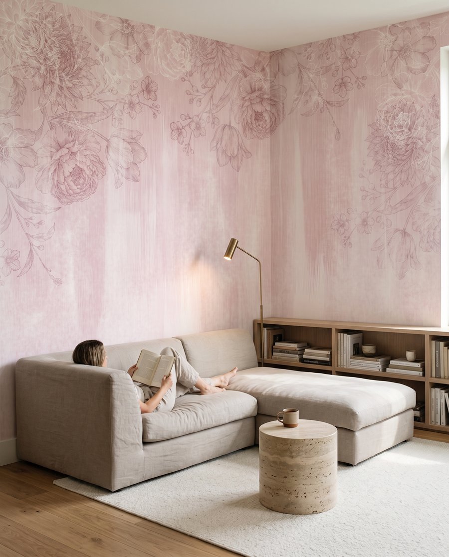 Fiori su pennellate sbiadite — ambiente 1