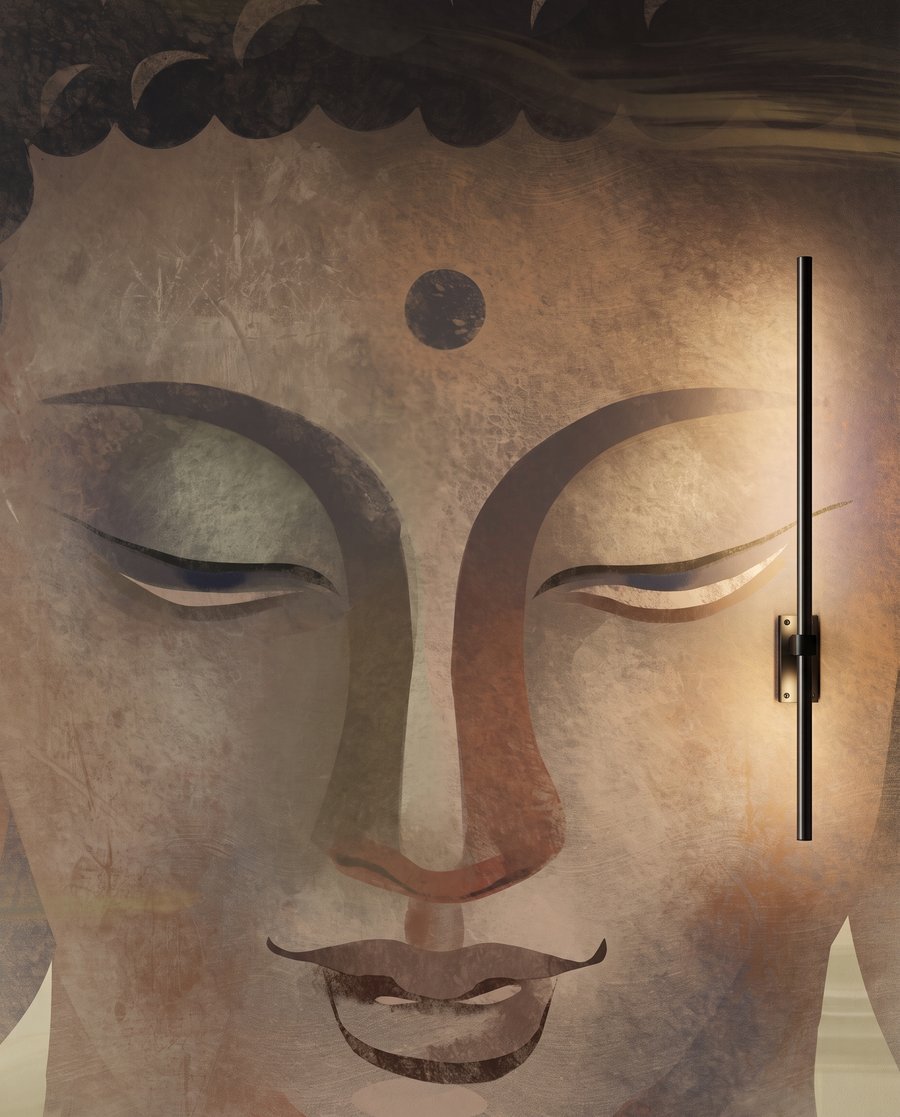 Buddha tra flussi dorati — dettaglio