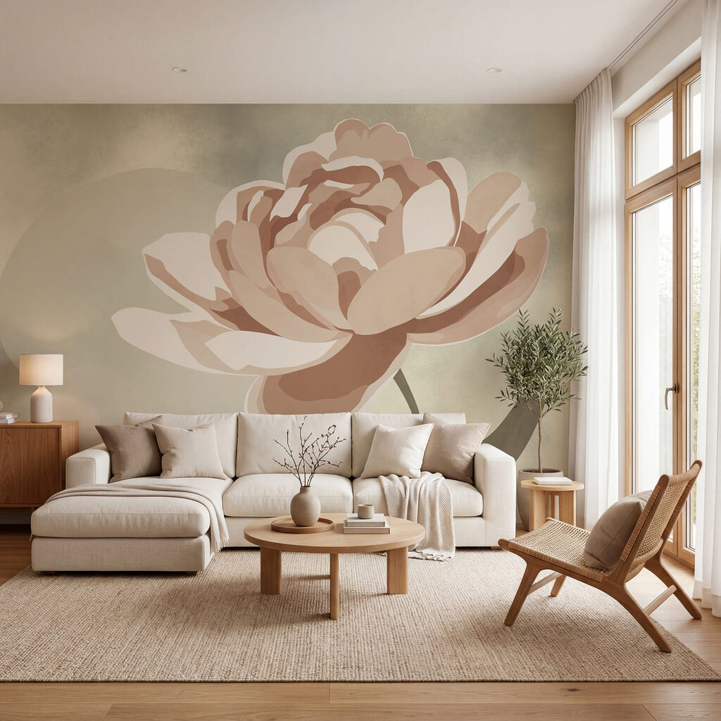 Grande fiore stilizzato in un ambiente