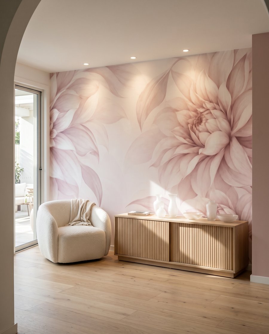 Grandi fiori ai bordi in un ambiente