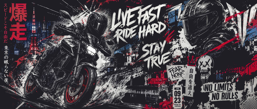 Moto tra i graffiti — design completo