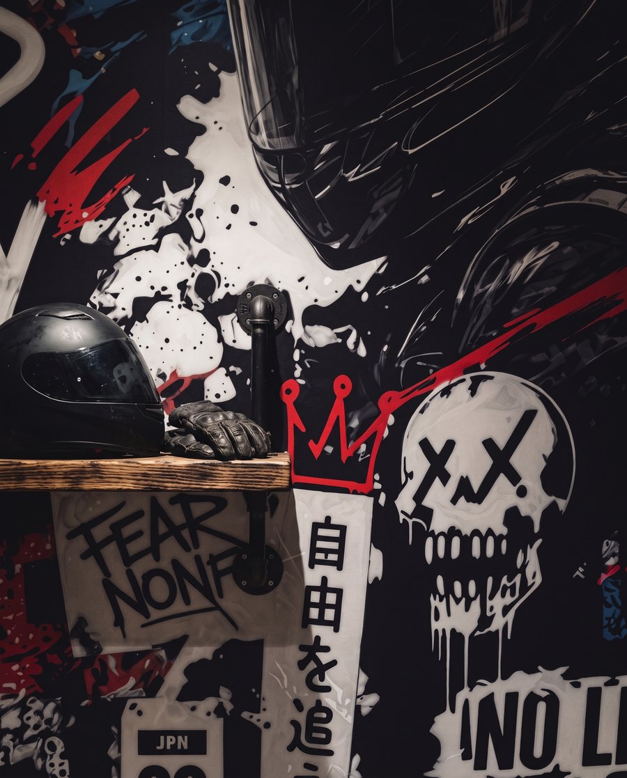 Moto tra i graffiti — dettaglio