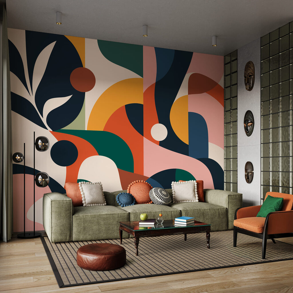 Fasce colorate e rametti in un ambiente