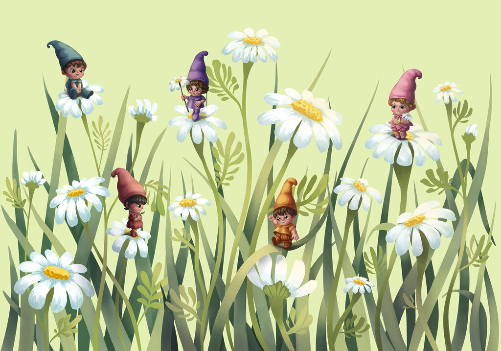 Gnomi tra i fiori — design completo