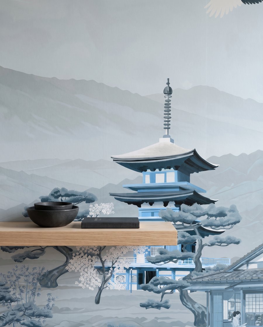 Pagoda davanti alla montagna — dettaglio