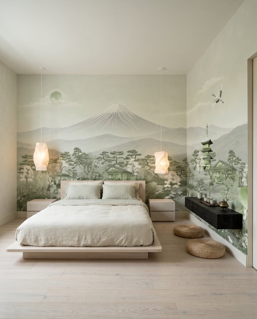 Pagoda davanti alla montagna in un ambiente