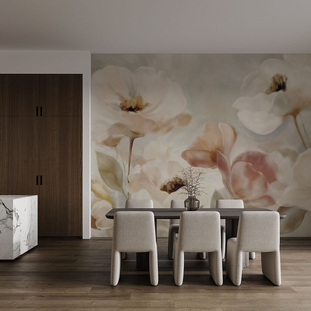 Fiori bianchi a pennellate — ambiente 3
