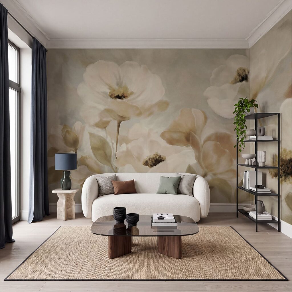 Fiori bianchi a pennellate — ambiente 2
