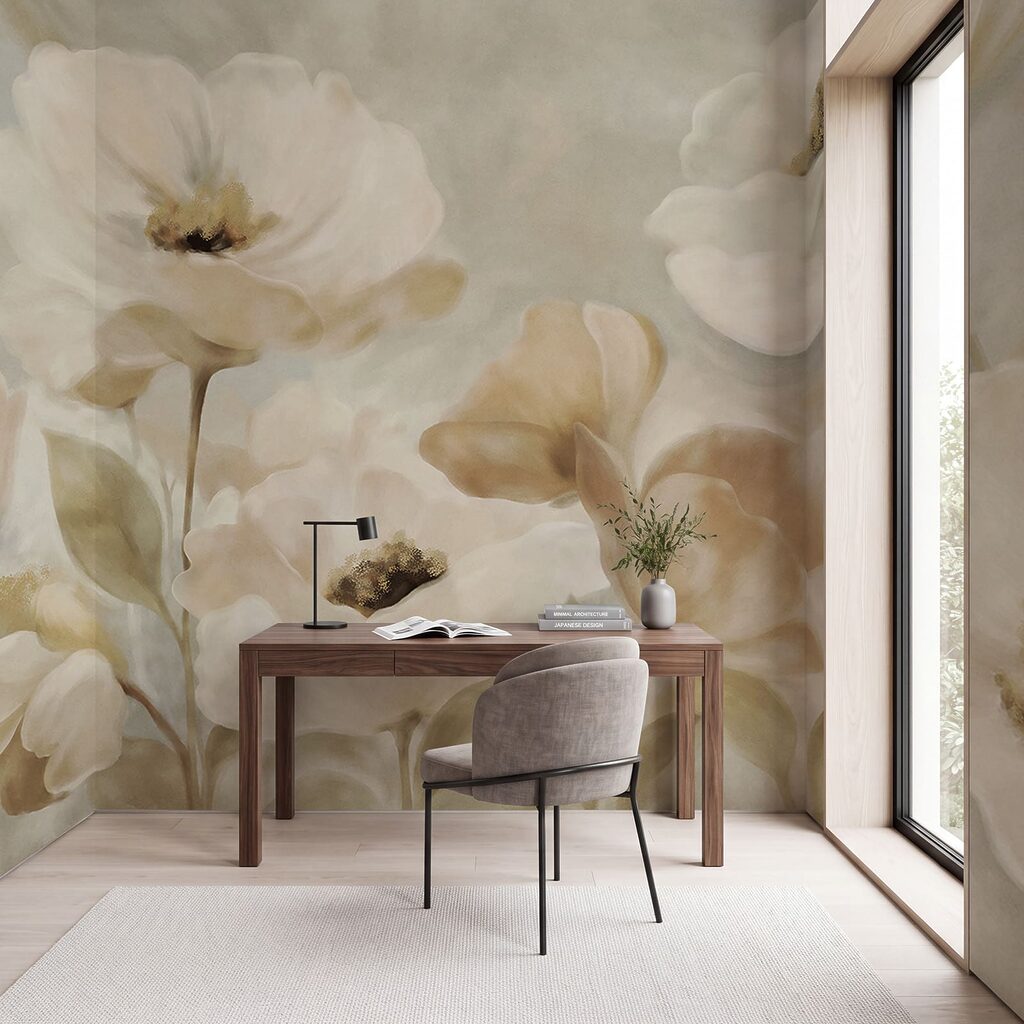 Fiori bianchi a pennellate — ambiente 3