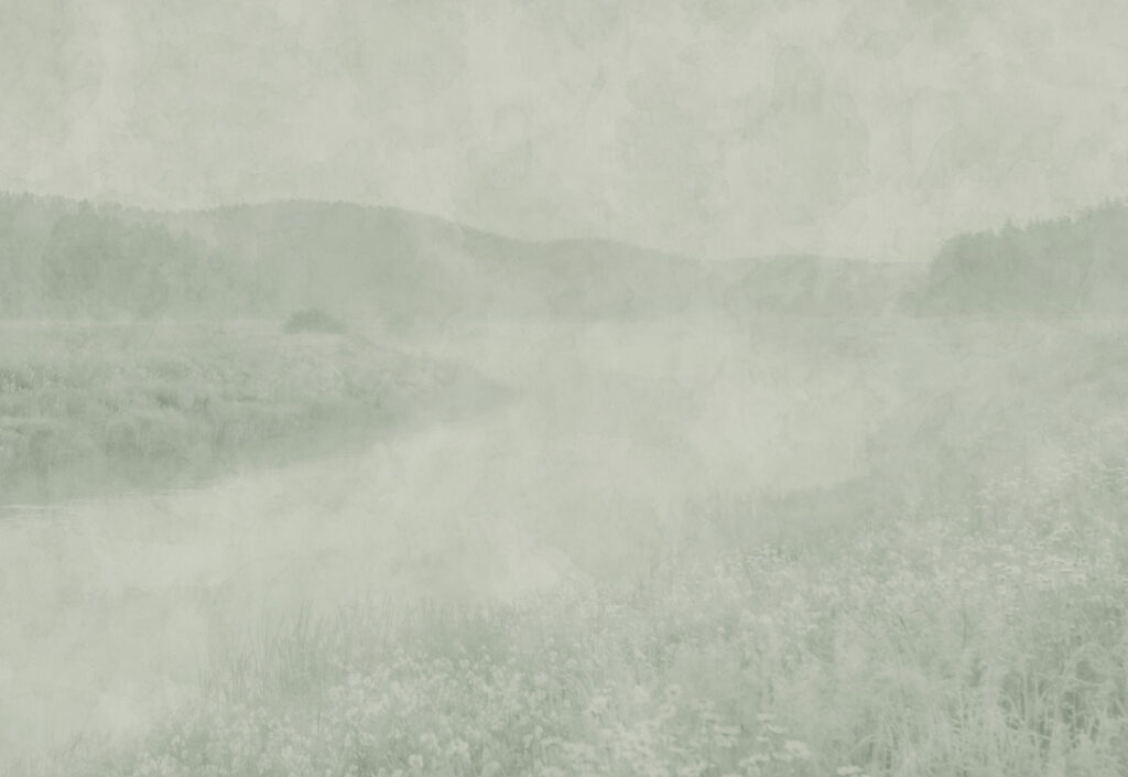 Colline verdi nella nebbia — design completo