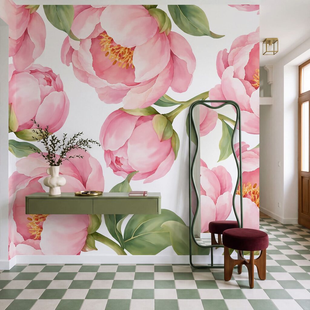Fiori rosa aperti in un ambiente