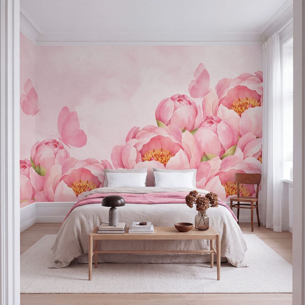 Bordo rosa con farfalle in un ambiente