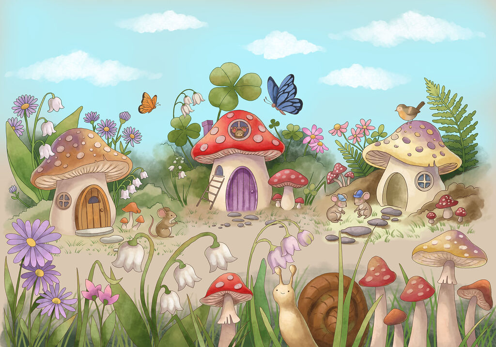 Villaggio di funghi — design completo