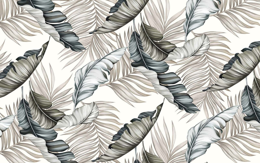Foglie tropicali bianconere — design completo