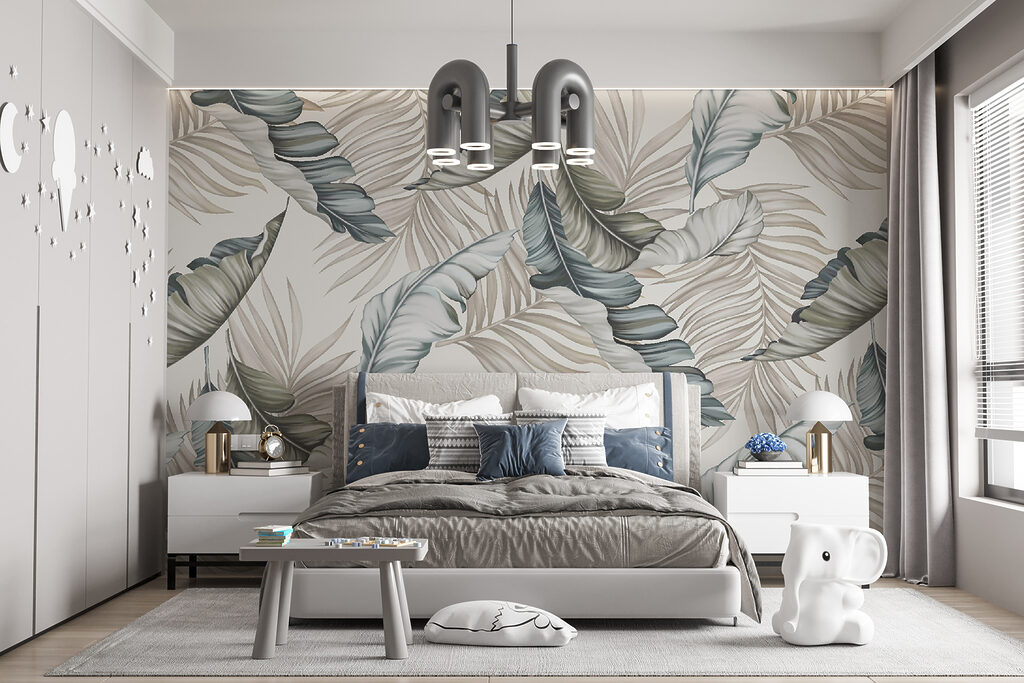 Foglie tropicali bianconere — ambiente 3
