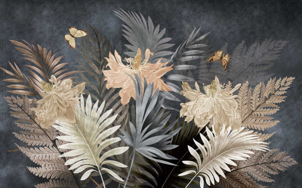 Fiori e felci notturni — design completo