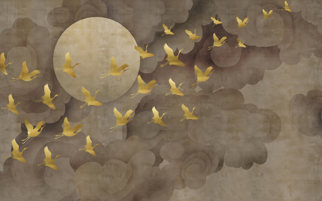 Luna e uccelli dorati — design completo