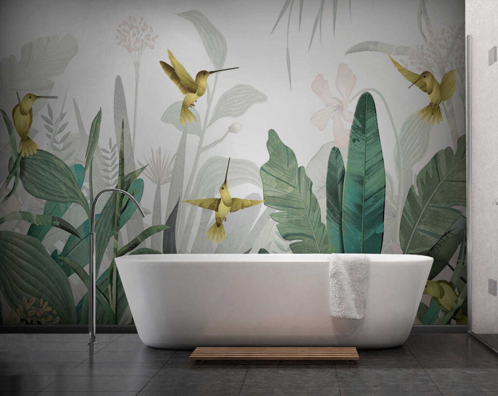 Colibrì tra le foglie in un ambiente