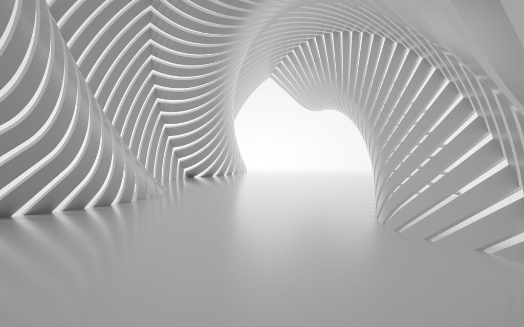 Tunnel di archi chiari — design completo