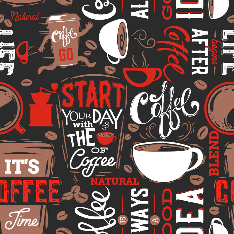 Caffè in lettere rosse — design completo