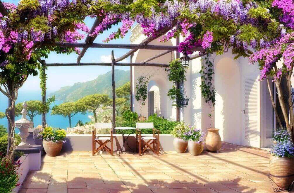 Sotto la pergola fiorita — design completo