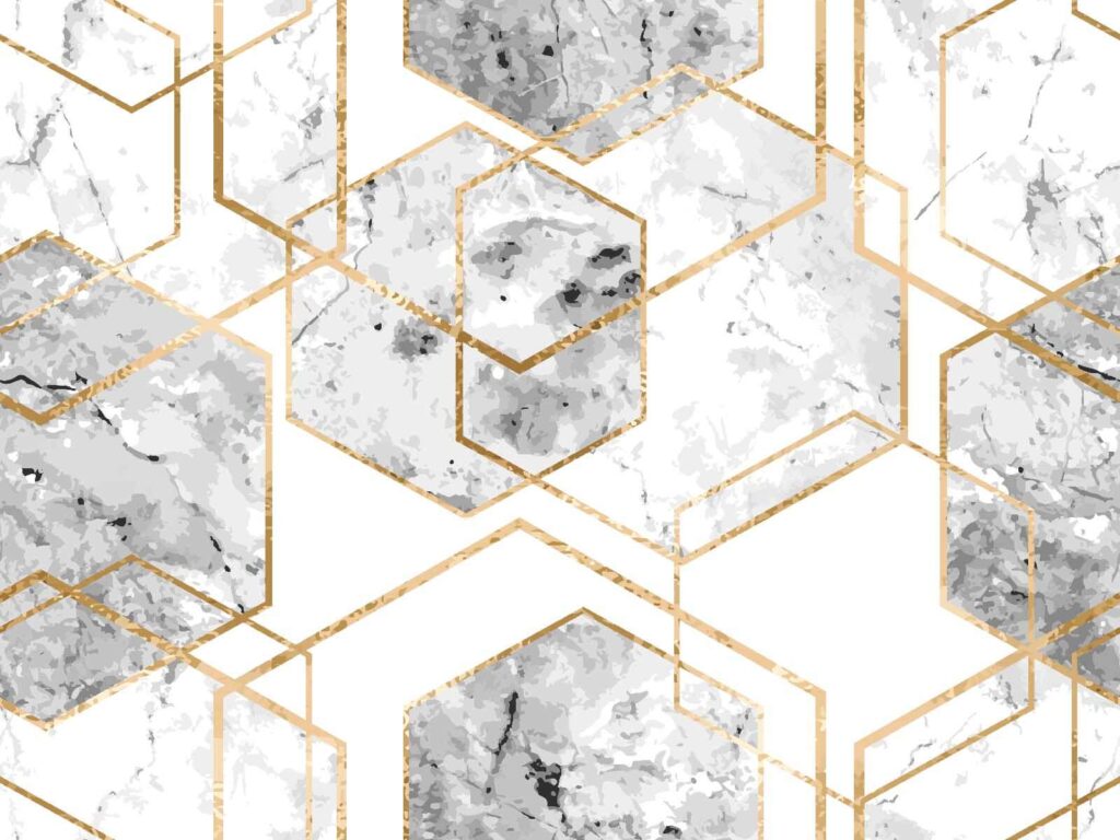 Esagoni con bordi dorati — design completo