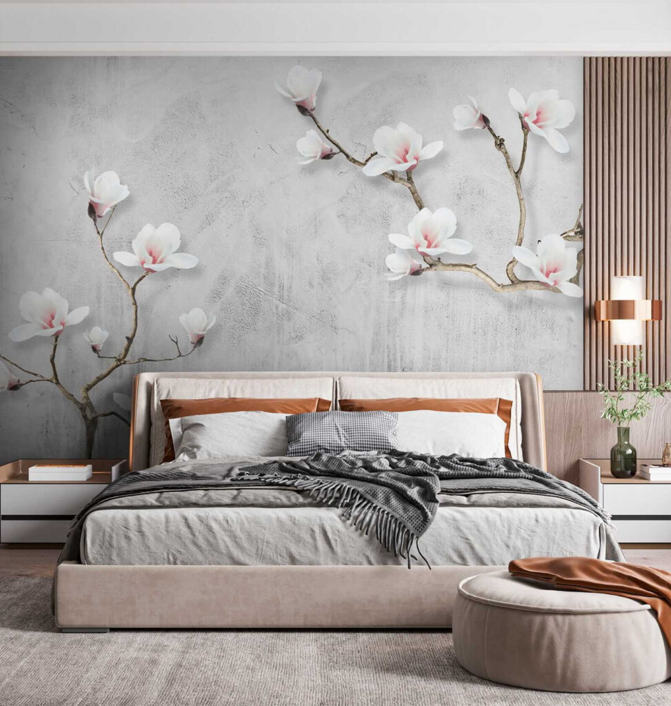 Fiori bianchi su grigio — ambiente 3