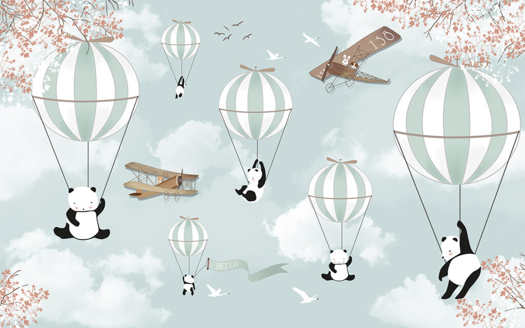 Panda tra le mongolfiere — design completo