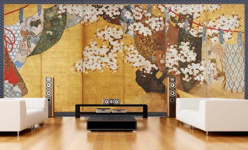 Fiori bianchi su oro — ambiente 1