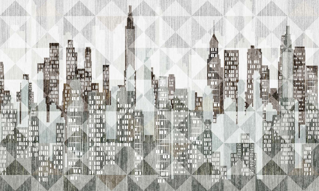 Facciate tra triangoli grigi — design completo