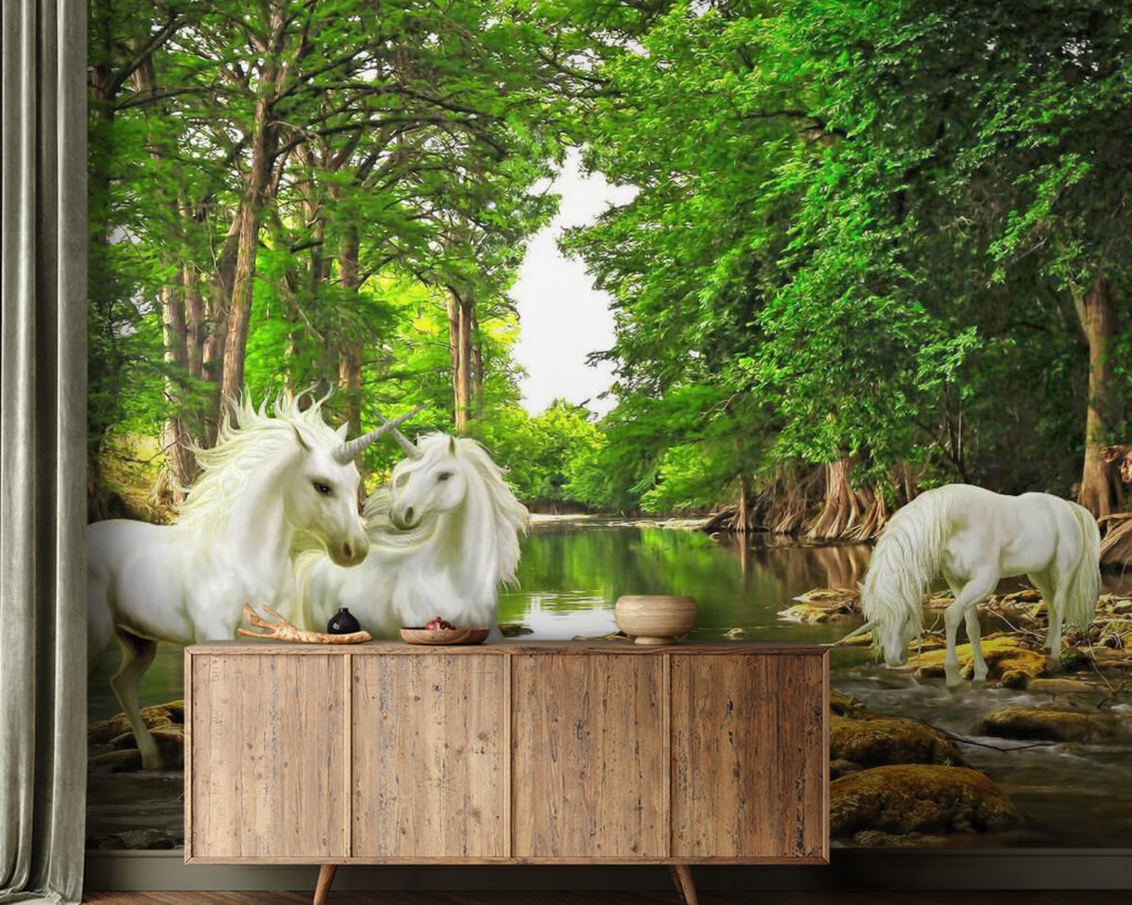 Cavalli bianchi nel bosco — ambiente 2