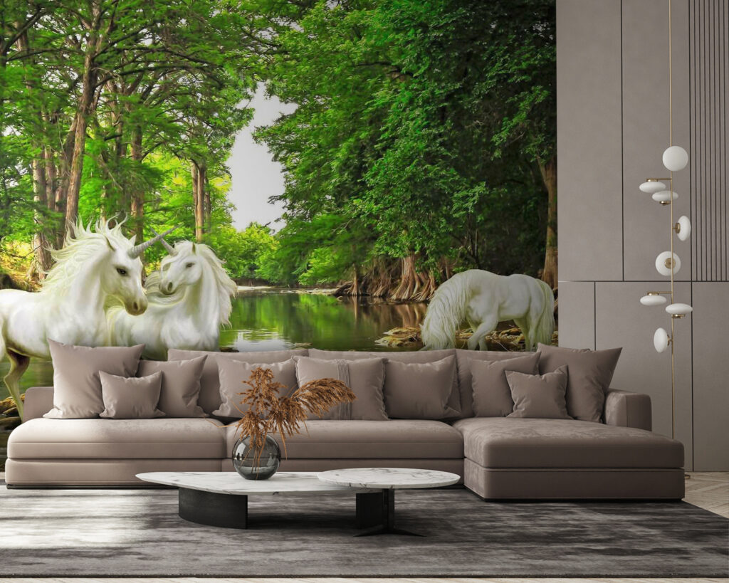 Cavalli bianchi nel bosco — ambiente 3
