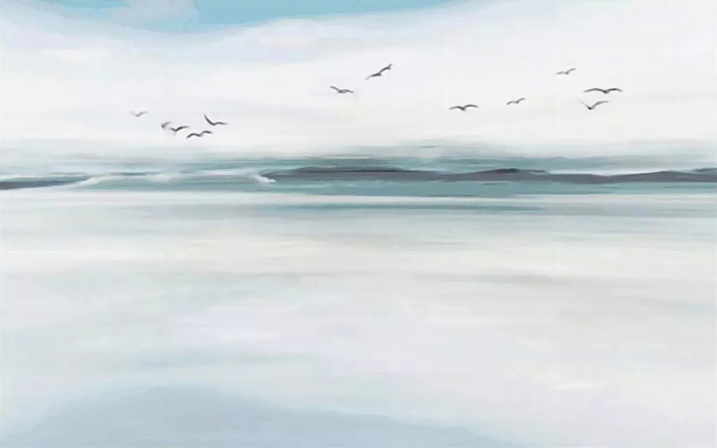 Uccelli sul mare pallido — design completo