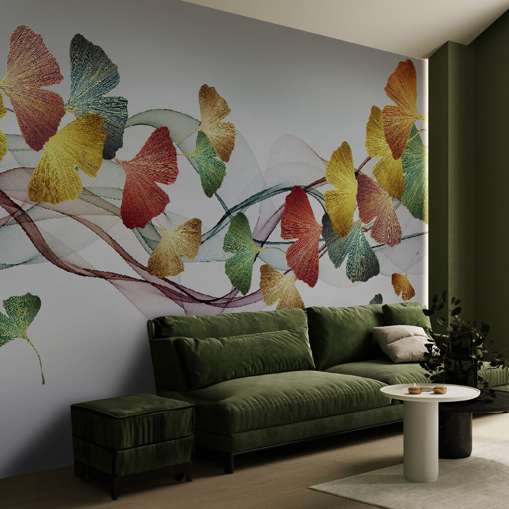 Foglie lungo nastri colorati — ambiente 2