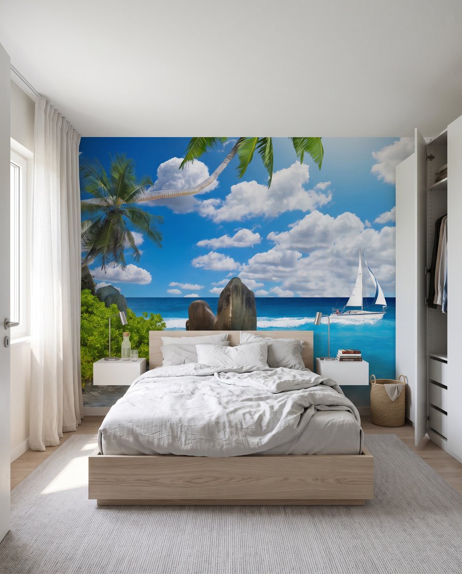 Molo sul blu tropicale in un ambiente