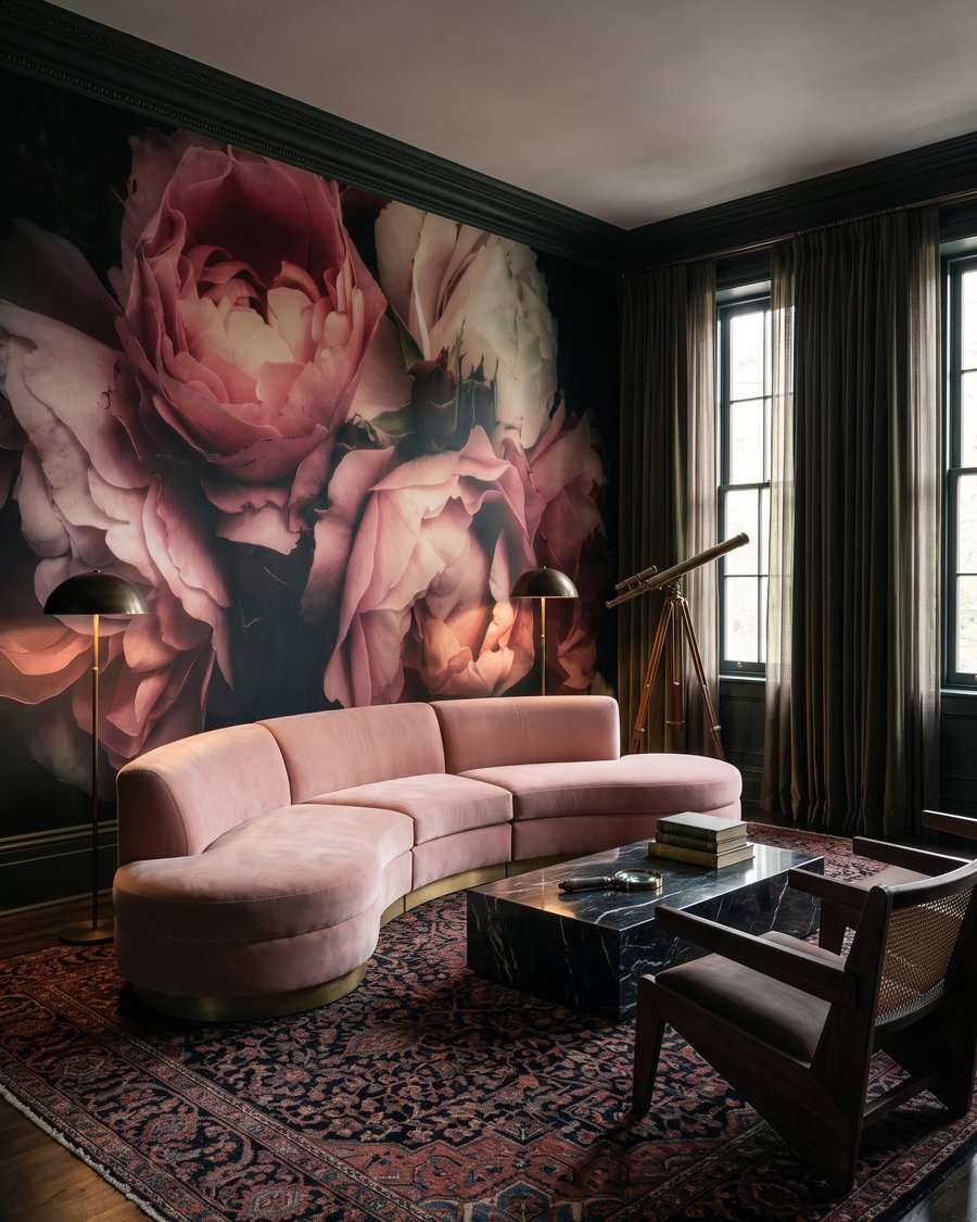 Peonie in ombra rosa in un ambiente