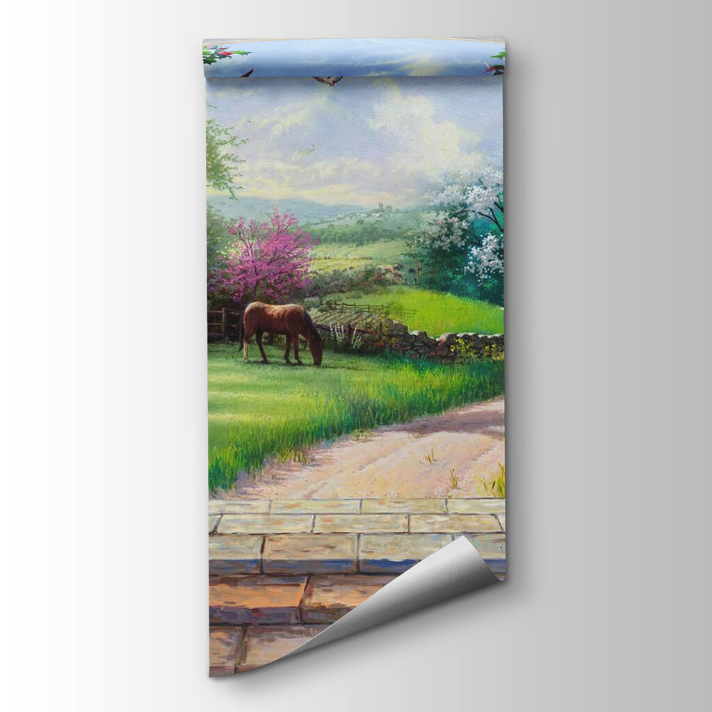 Terrazza fiorita con cavalli — vista del prodotto