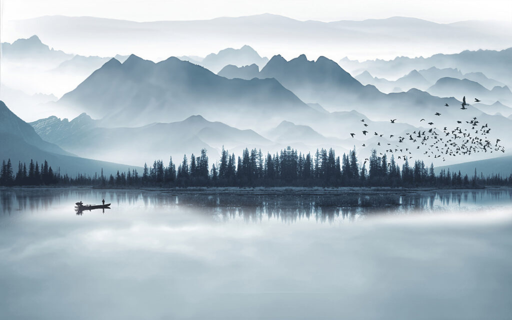 Barchetta su un lago — design completo
