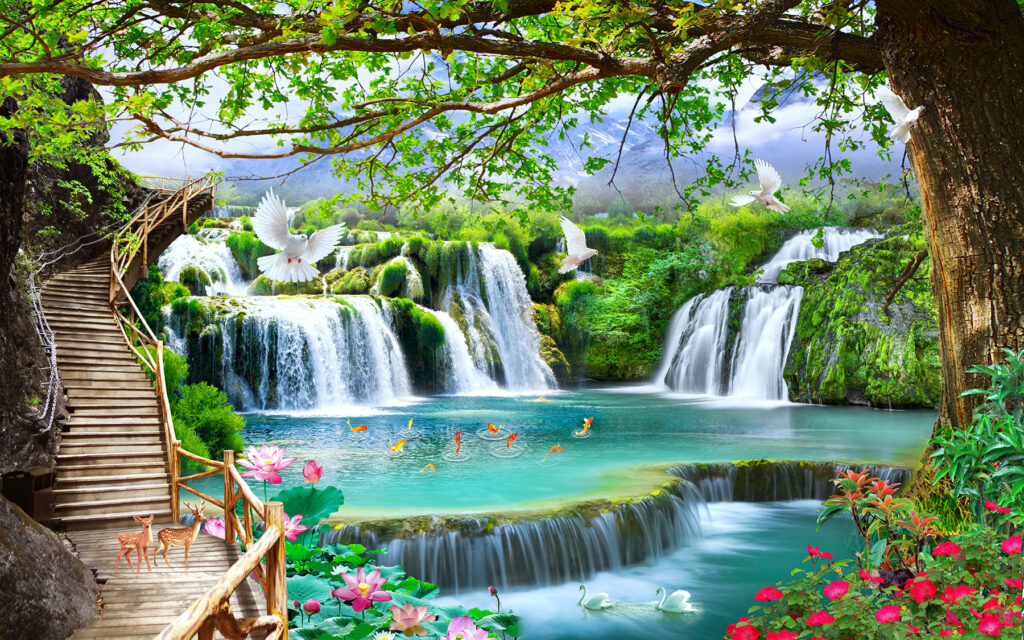 Cascate tra gli alberi — design completo