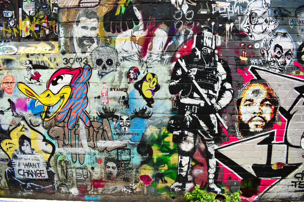 Collage di volti urbani — design completo