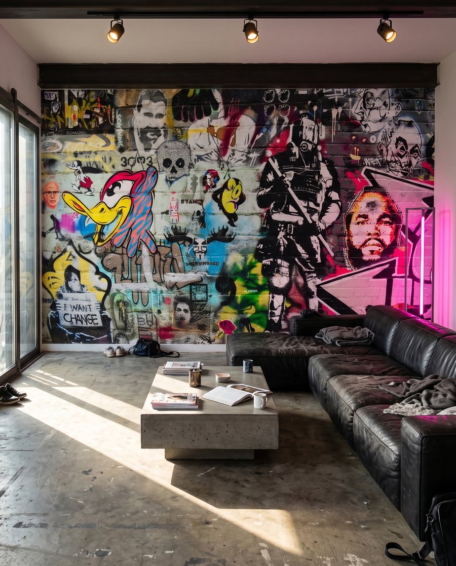Collage di volti urbani in un ambiente