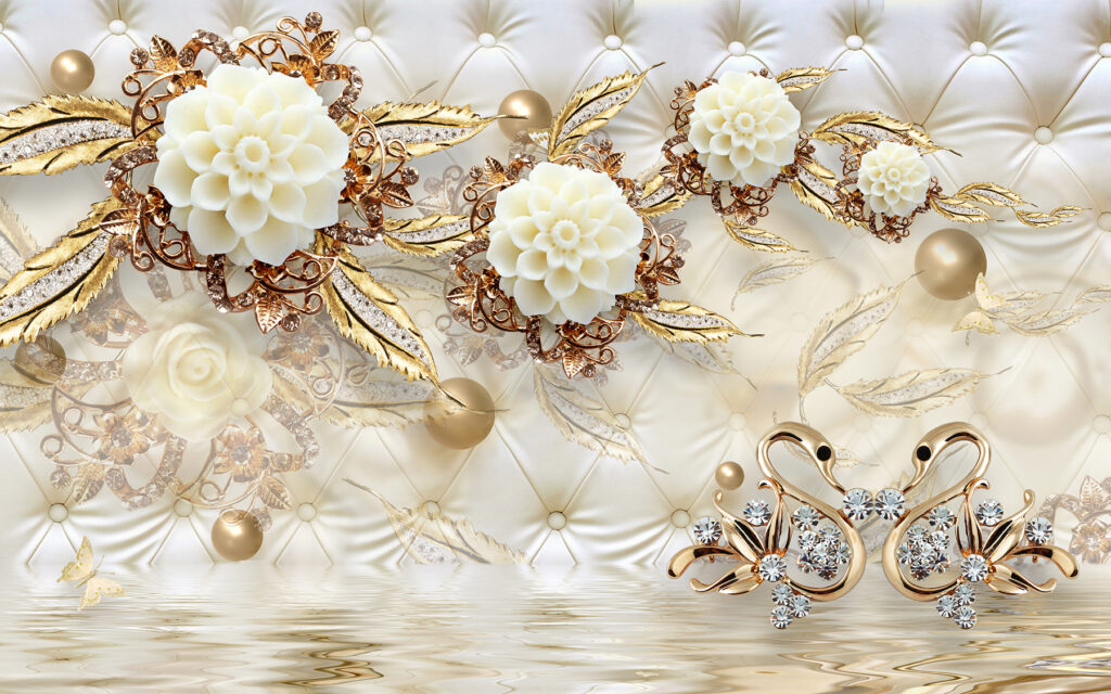 Cigni tra i fiori — design completo