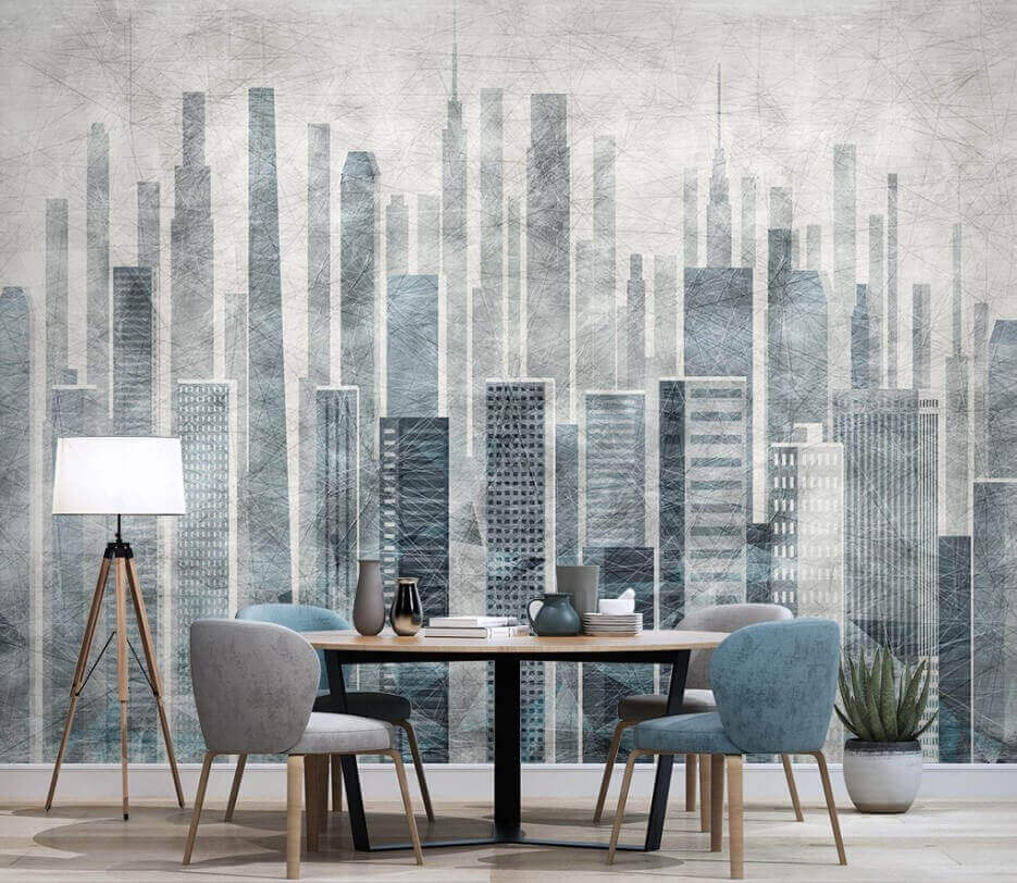 Città in grigio in un ambiente