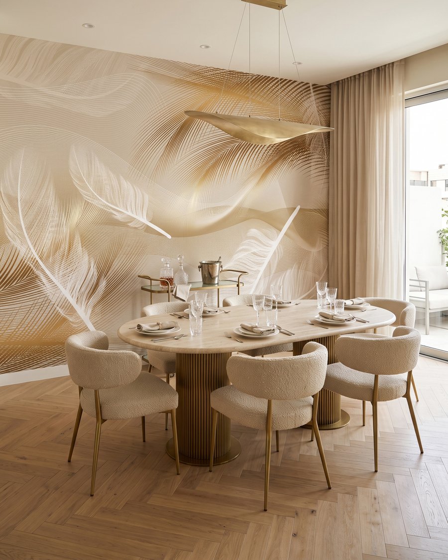 Piume nella luce calda — ambiente 6