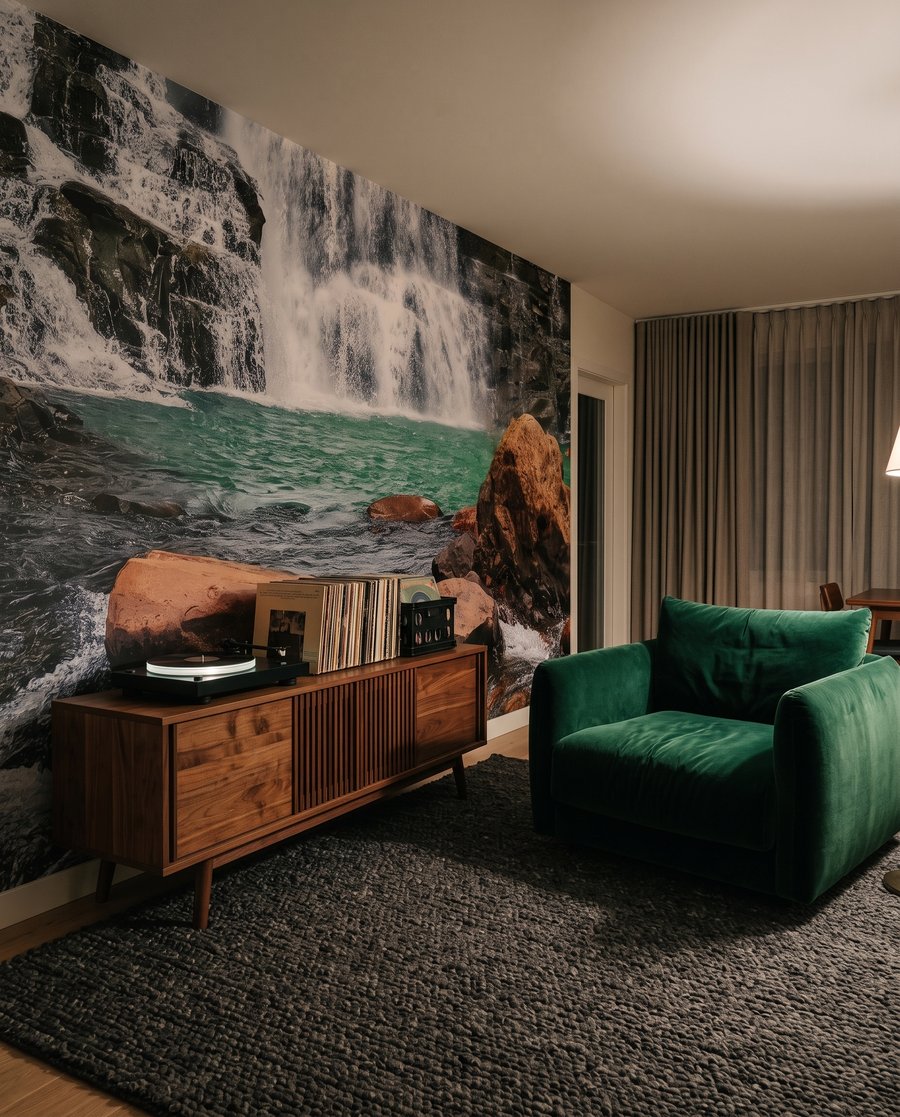 Cascata tra rocce scure — ambiente 3