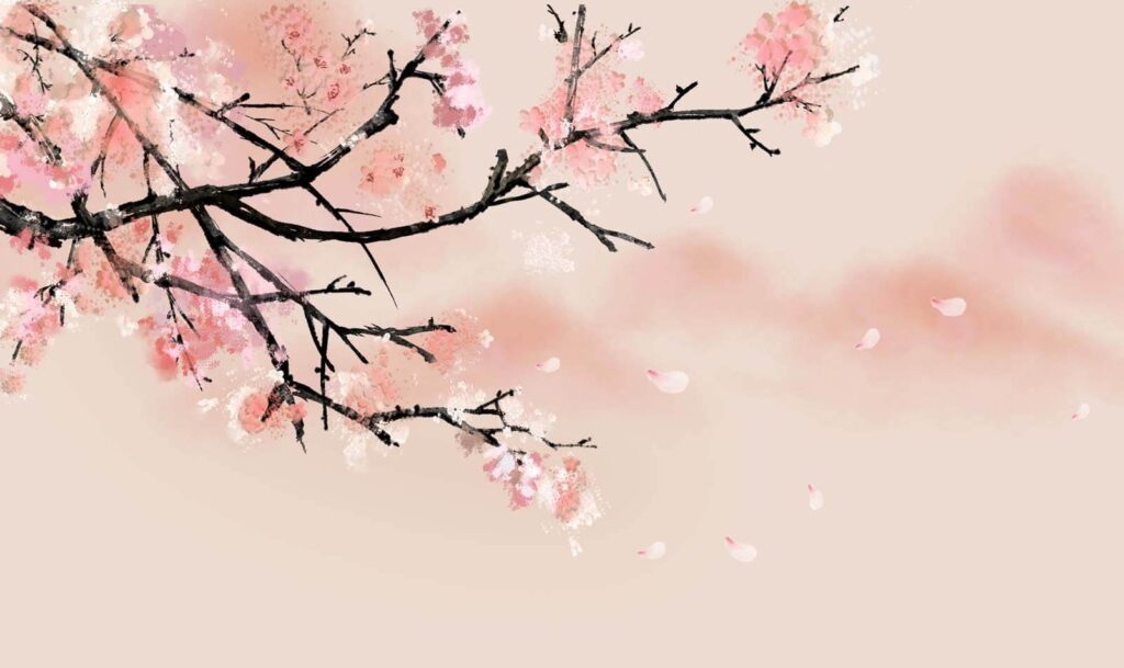 Petali rosa in movimento — design completo